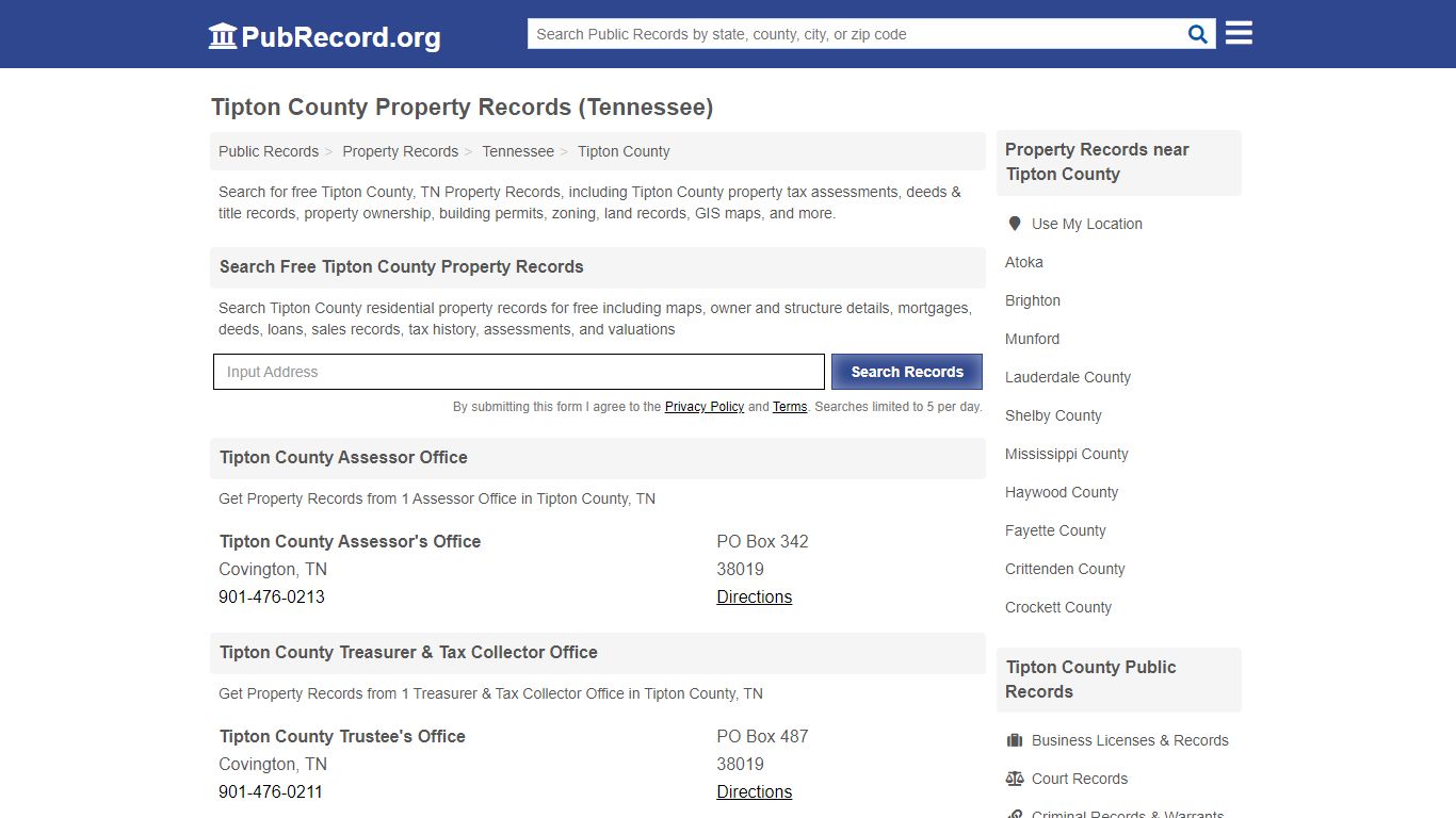 Tipton County Property Records (Tennessee) - Free Public Records Search